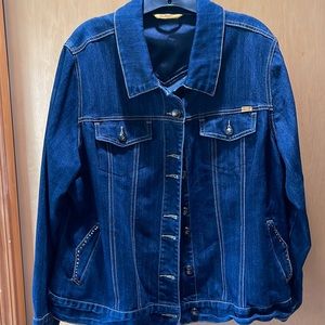 EUC Seven Luxe Dark Denim Jacket Sz 22/24 - crystal detail.